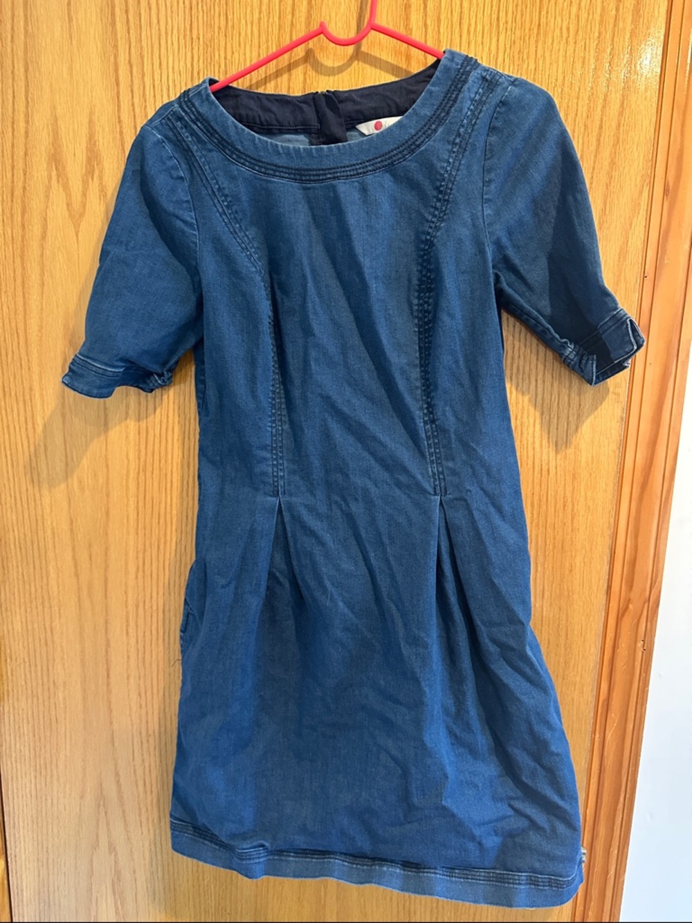 Boden Denim-Look Short Sleeve Dress - Blue